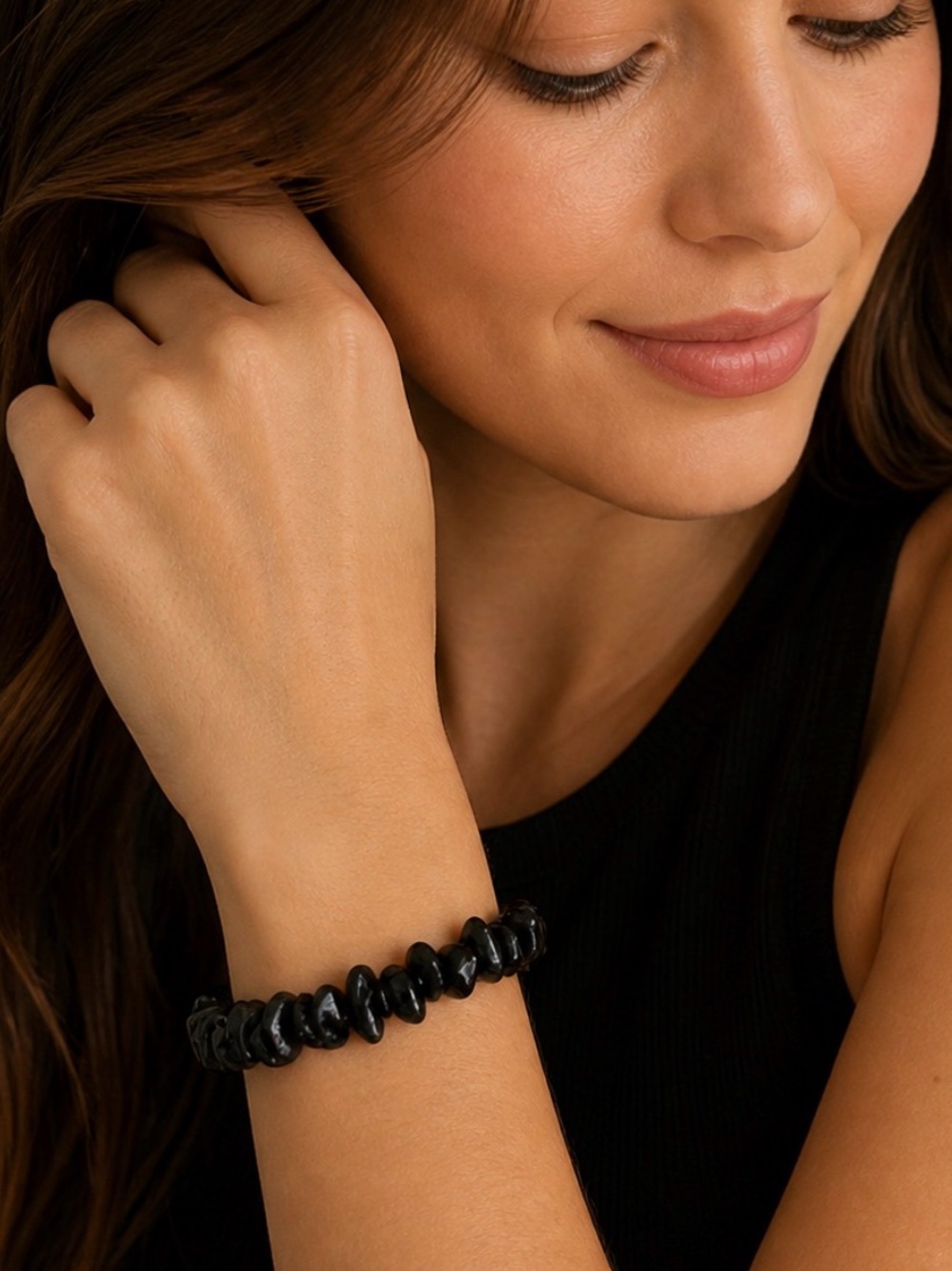🖤 Black Obsidian Chip Bracelet – Natural Stone Stretch Bracelet🖤